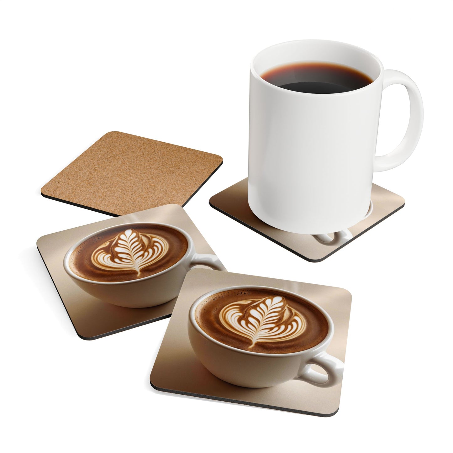 Coaster Set with Coffee Mug Design